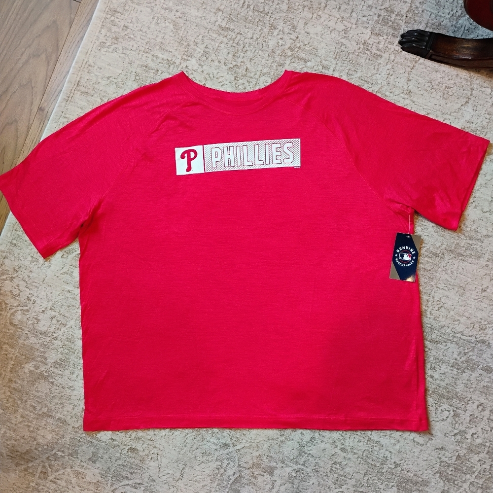 NWT 4XL Fanatics MLB Philadelphia Phillies Red Active Gym Workout Tee NEW